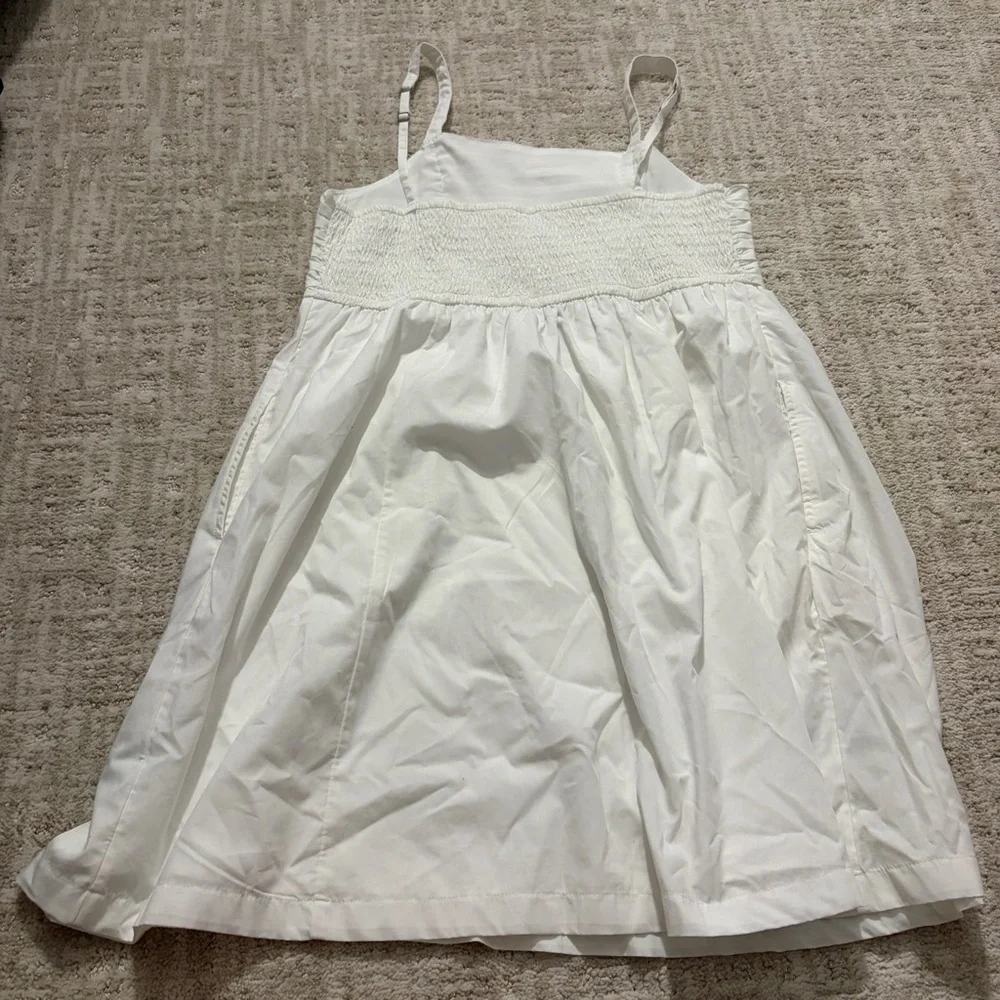 Abercrombie girls white ruched cotton blend poplin sleeveless dress BNWT